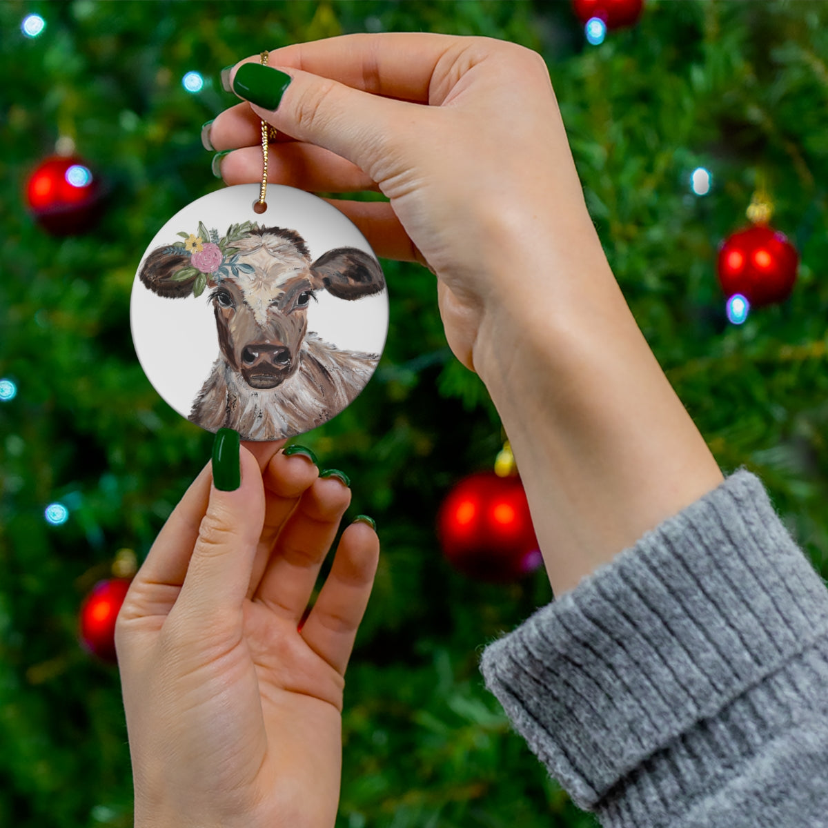 Ruthie Cow Personalized Ceramic Ornaments